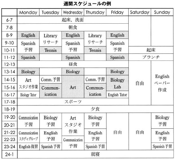 週間スケジュール